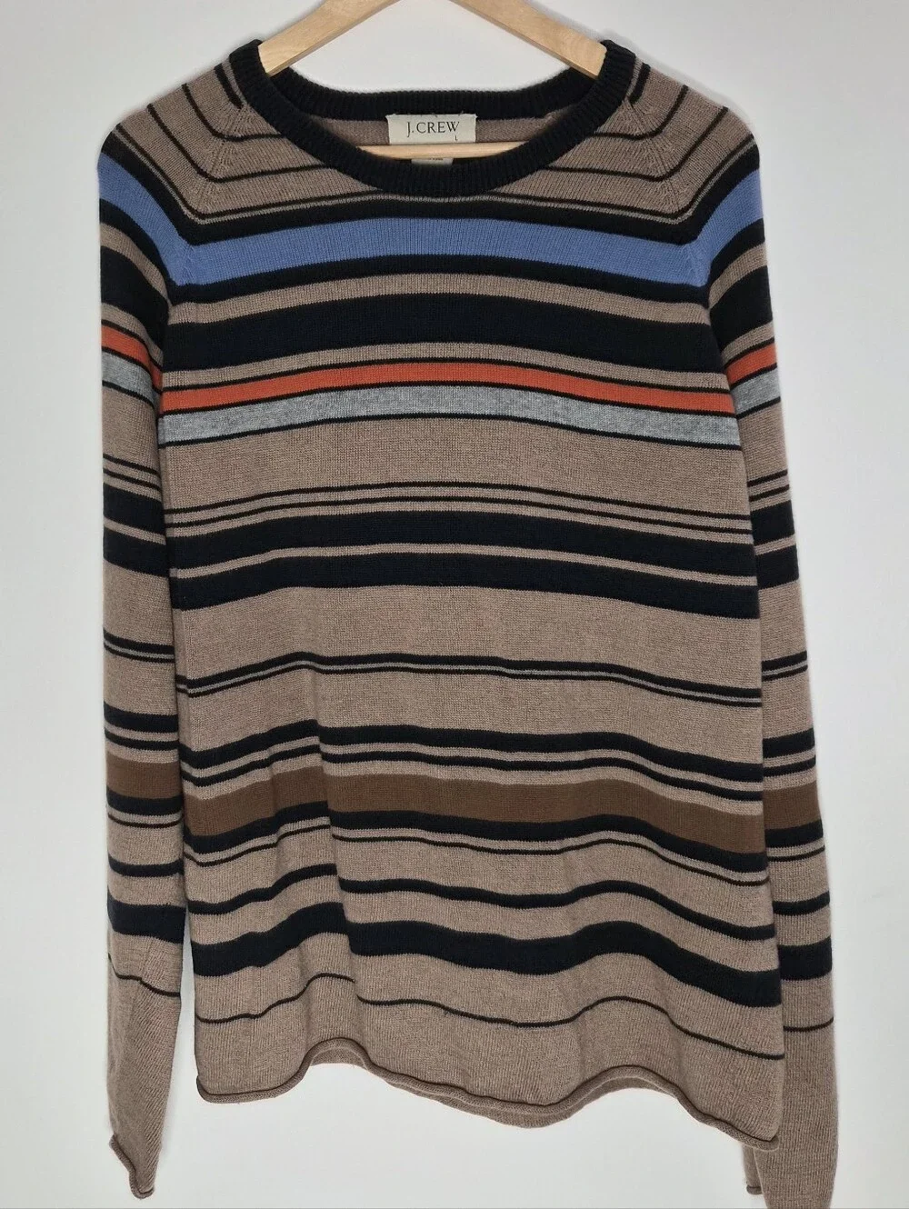 J.Crew Multi-Color Striped Linen Cotton Knit Crewneck Sweater Large